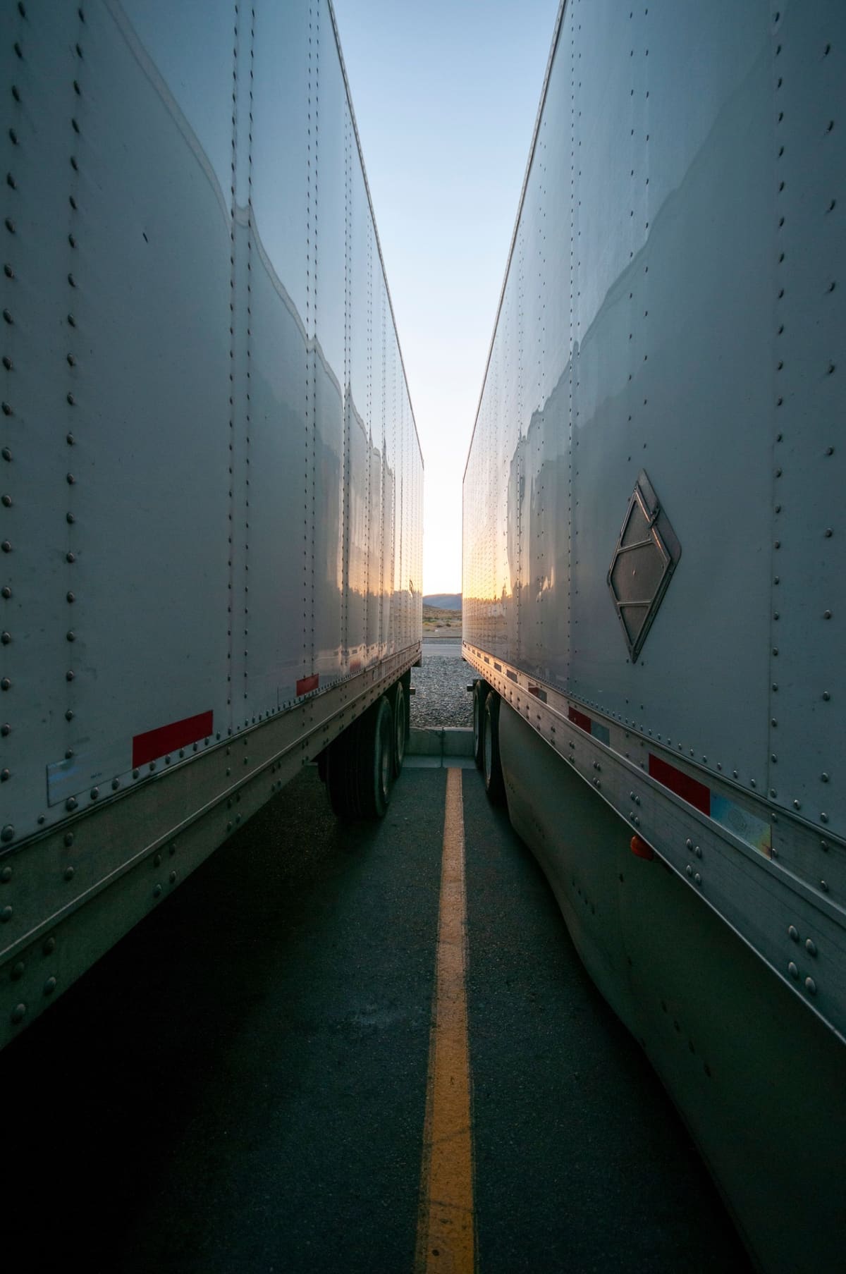 Commercial dry van trailers parked at a yard