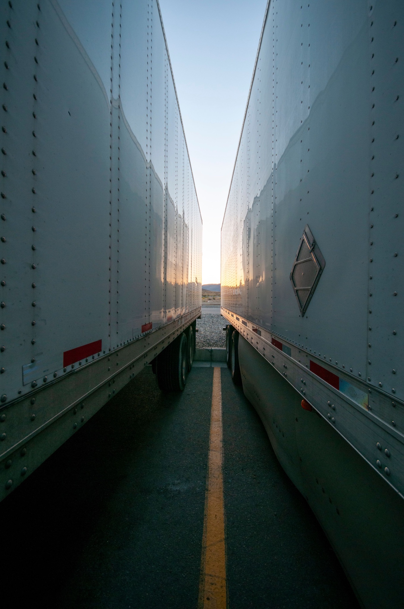 Commercial dry van trailers parked at a yard